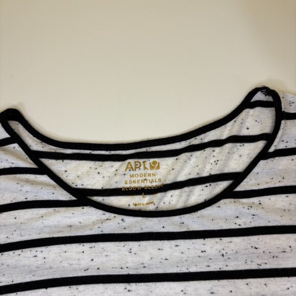 Apt. 9 Womens Micro Modal Striped Top Size L Black & White Lightweight Stretchy - Picture 2 of 7
